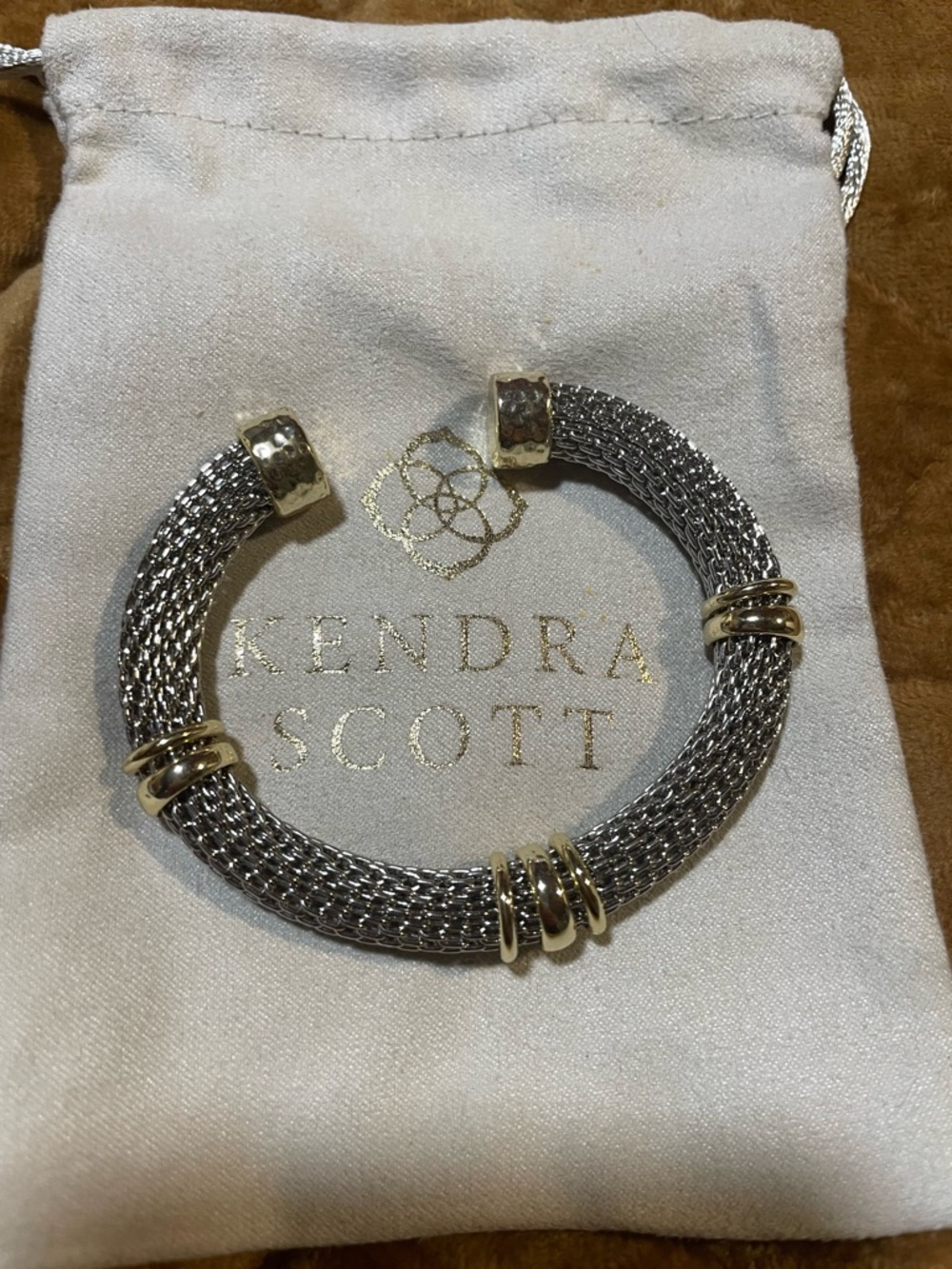 Kendra Scott Maya Two-Tone Mesh Cuff Bracelet - Silver with Gold Accents